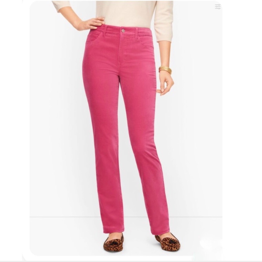 Velveteen Jean Curvy Fit 10P Talbots High Waist Straight Leg Pink 5 Pocket 28"